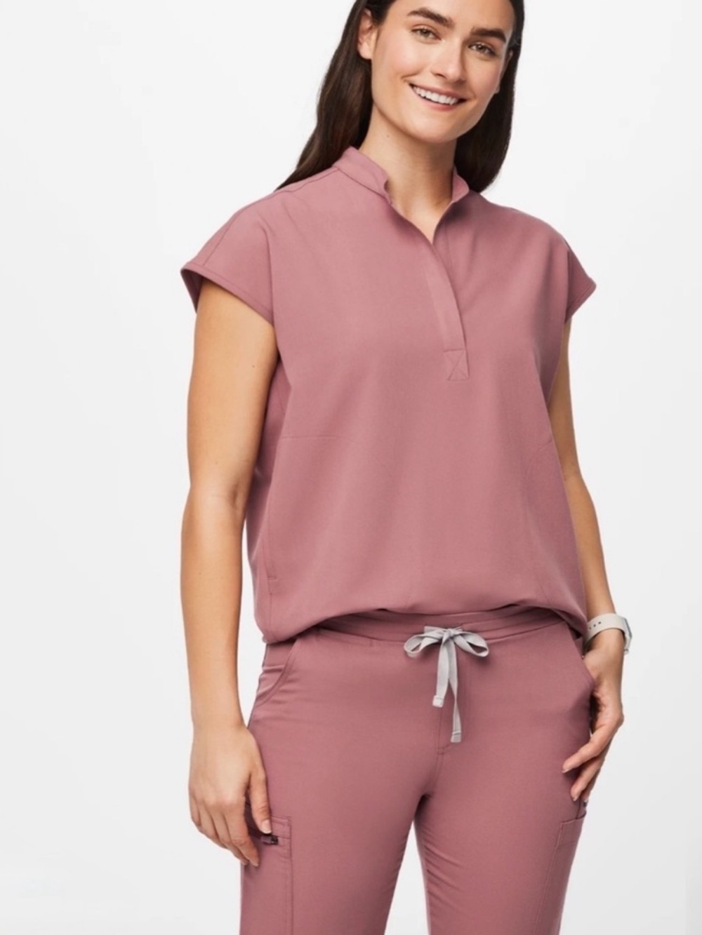 Figs Rafaela Mauve Dusty Rose Oversized Scrub Top Size XXS